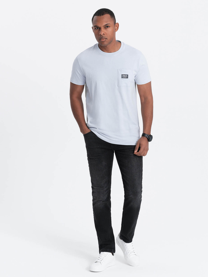Men's casual t-shirt with pocket patch - blue V9 OM-TSCT-0109