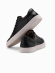 Buty męskie sneakersy ze skóry ekologicznej – czarne V2 OM-FOCS-0179
