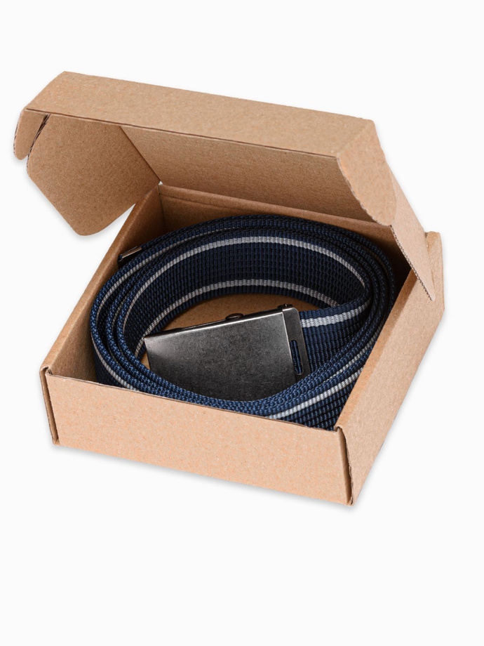 Men's two-tone parchment belt - navy blue A028 