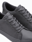 Casual one-color men's sneakers with combined materials - gray V5 OM-FOCS-0105