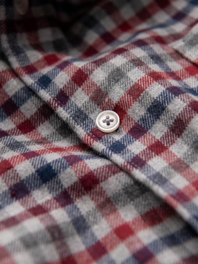 Men's checkered flannel shirt - navy blue and red V3 OM-SHCS-0150