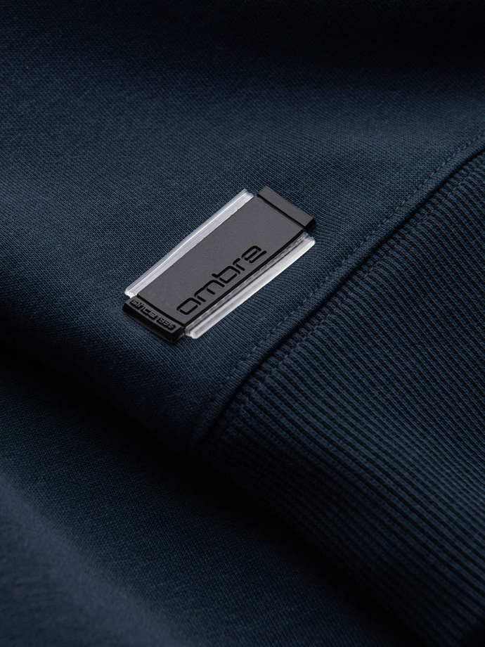 BASIC men's cotton non-stretch sweatshirt - navy blue V1 OM-SSBN-0159