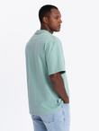 T-shirt bawełniany męski LOOSE FIT z okrągłym dekoltem – miętowy V6 OM-TSBC-0234 
