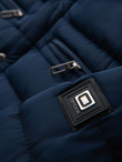 Men's quilted jacket with stand-up collar and chest zips - navy blue V2 OM-JALP-0260