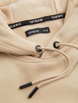 BASIC men's cotton sweatshirt kangaroo hoodie - beige V6 OM-SSBN-0161