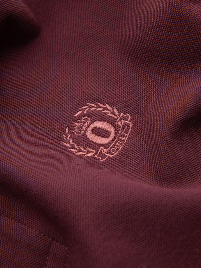 Męska jednokolorowa koszulka polo BASIC z dzianiny pique - bordowa V10 OM-POBS-0100