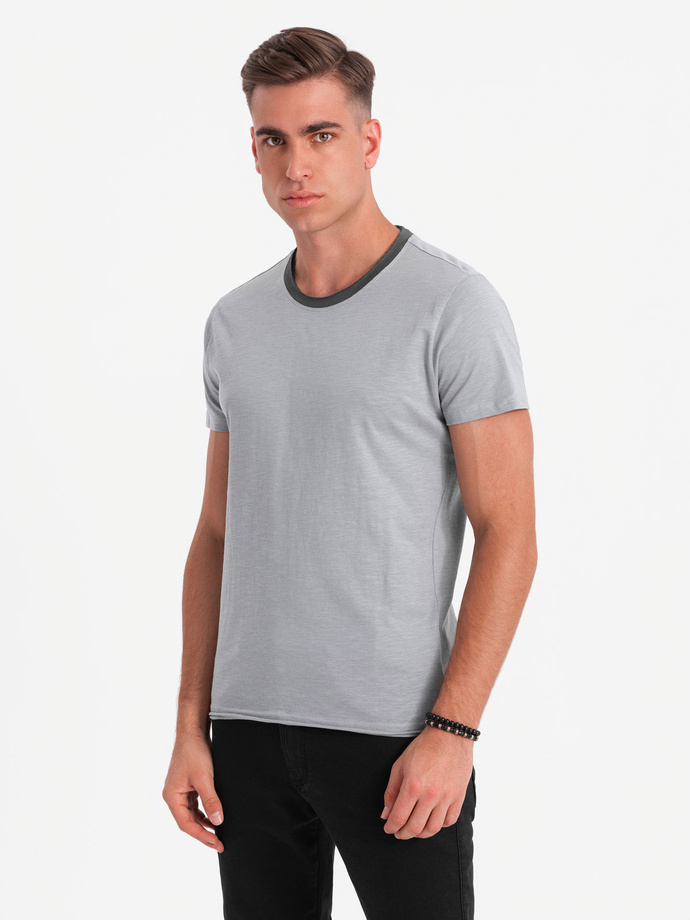 Men's T-shirt with raw finish - gray V1 OM-TSCT-22SS-004
