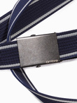 Men's two-tone parchment belt - navy blue A028 