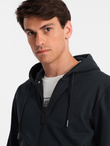 Męska rozpinana dresowa bluza BASIC – czarna V9 OM-SSBZ-0160