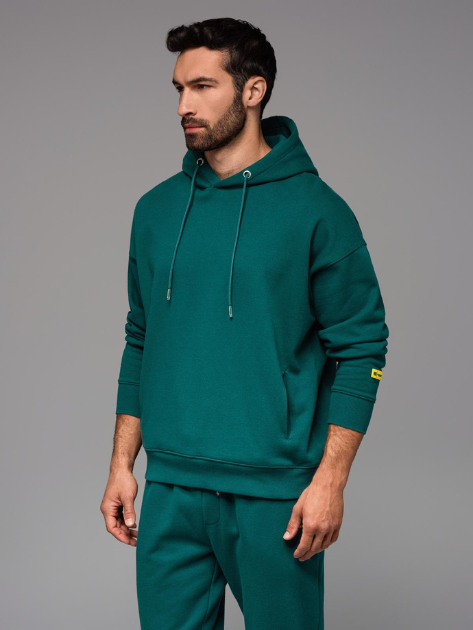 Unisex sweatshirt with pockets and hood - dark green V17 OU-SNBC-0105