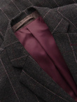 Męska elegancka marynarka w kratkę z domieszką wełny – ciemnobrązowa V3 OM-BLZB-0137
