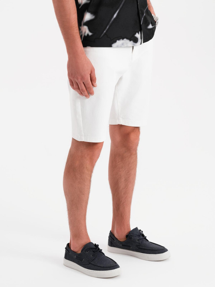 Men's denim shorts with a classic cut - white V1 OM-SRDS-0171
