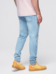 Men's JOGGERS denim pants with wash effect - light blue V1 OM-PADJ-0267