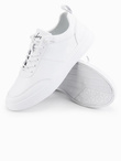 Monochromatyczne męskie buty w stylu sportowym z przeszyciami – białe V1 OM-FOCS-0159