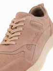 Men's lightweight suede sports style sneakers - beige V3 OM-FOSL-0205