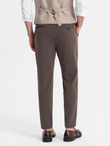 Spodnie męskie chino z gumką w pasie SLIM FIT - czekoladowe V2 OM-PACP-0158