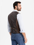 Men's suit vest with classic detailing and lining - brown V2 OM-BLZV-0142