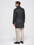 Unbuttoned men's wool blend coat - graphite V2 OM-COWC-0121