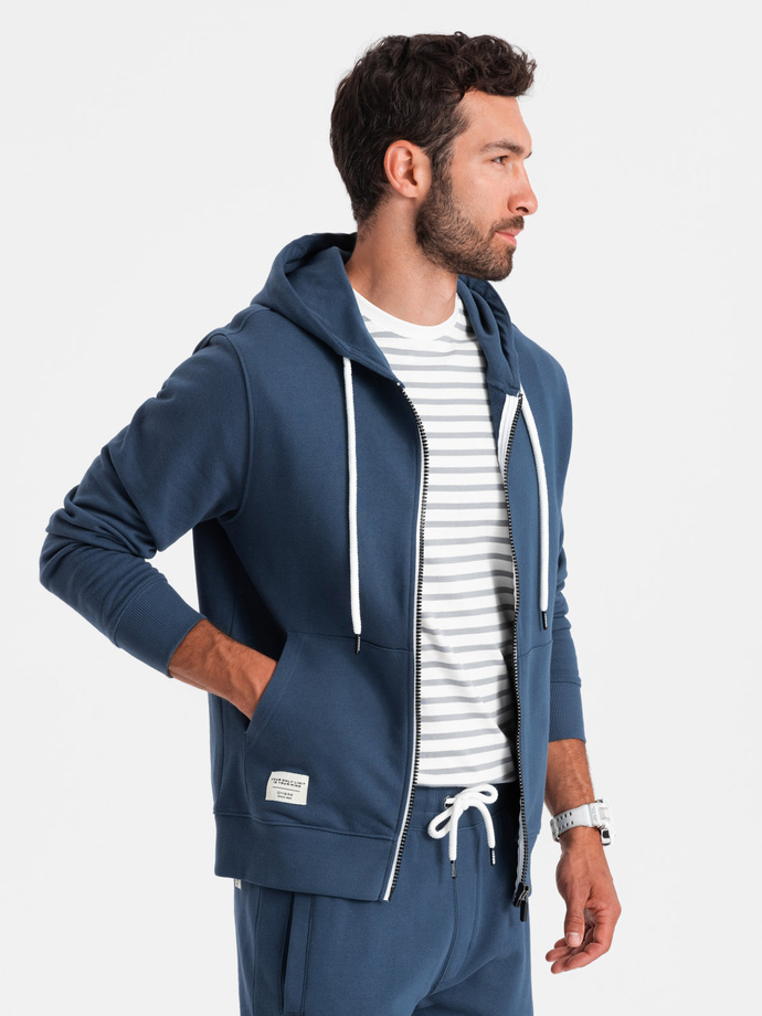 Men's sweatshirt set unbuttoned sweatshirt + shorts - dark blue V4 Z76