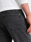 Washowane męskie spodnie jeansowe TAPERED FIT z przetarciami – grafitowe V3 OM-PADP-0163