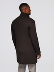 Men's coat with asymmetrical fastening and high collar - light brown V4 OM-COWC-0120