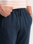Bawełniane męskie spodnie dresowe joggery BASIC – granatowe V1 OM-PABS-0174