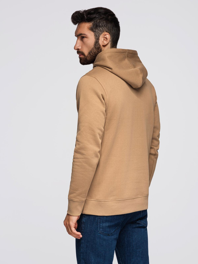 Men's BASIC kangaroo hooded sweatshirt - brown V2 B1674
