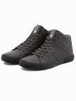 Buty męskie sneakersy za kostkę z kontrastową podeszwą - grafitowe V3 OM-FOTH-0124