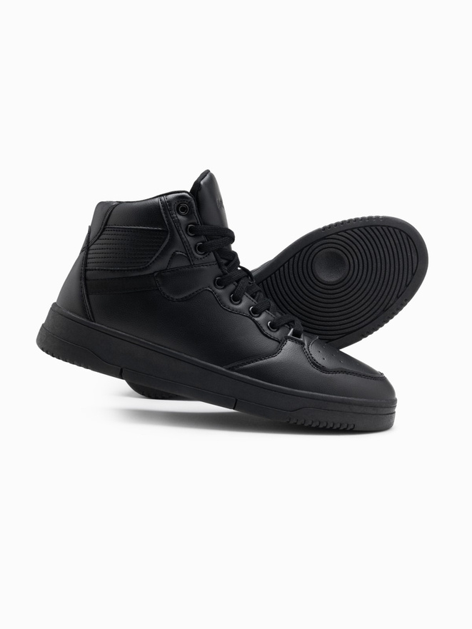 Męskie buty sneakersy z wysoką cholewką – czarne V6 OM-FOSH-0139