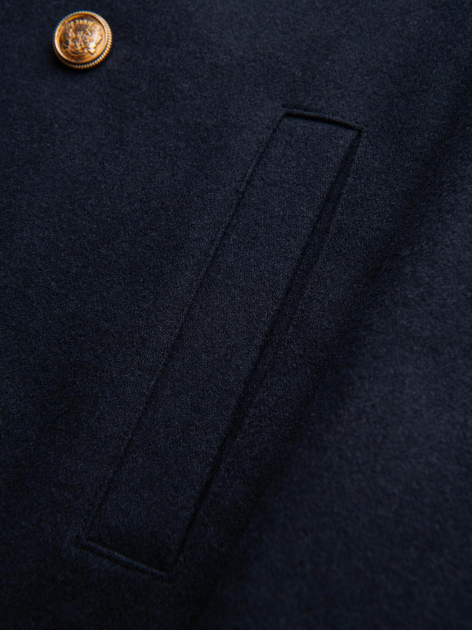 Men's insulated coat with hood and concealed zipper - black V1 OM-COWC-0110