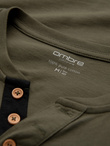 Men's cotton longsleeve with buttons at the neckline - dark olive V1 OM-LSCL-0107