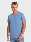 BASIC men's classic cotton T-shirt with a crew neckline - blue V5 OM-TSBS-0145
