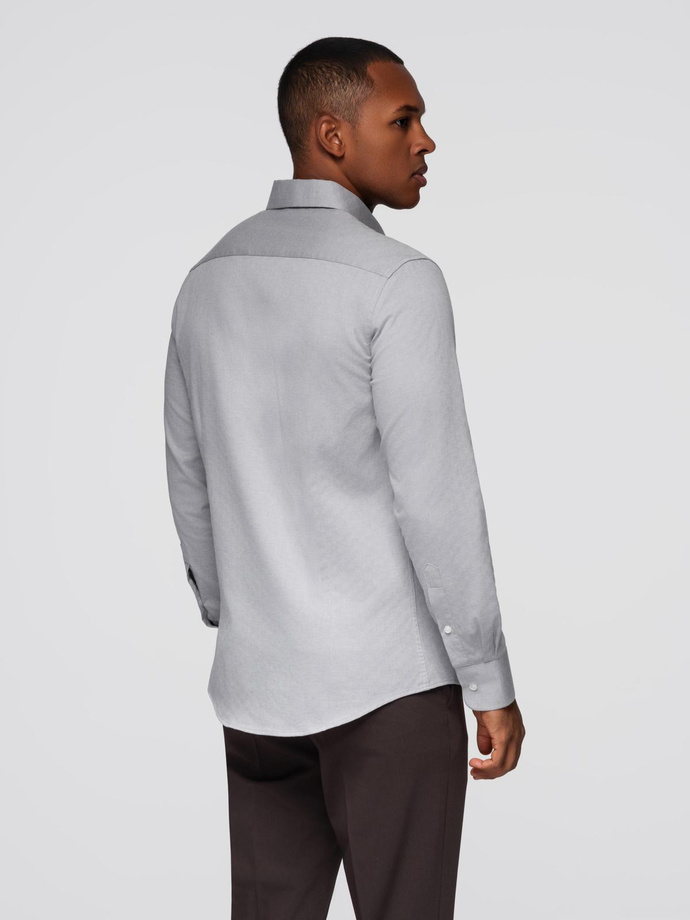 Men's SLIM FIT shirt in decorative fabric - gray V2 OM-SHCS-0175