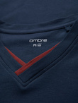 T-shirt męski z kontrastowymi wstawkami i dekoltem w serek – granatowy V1 OM-TSCT-0198