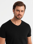 BASIC men's V-neck cotton t-shirt set - black/white/blue V1 OM-TSBS-0233