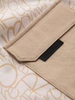Men's cotton t-shirt with letter print and pocket - cream and brown V1 OM-TSFP-0188