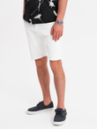 Men's denim shorts with a classic cut - white V1 OM-SRDS-0171