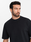 Bawełniany męski t-shirt LOOSE FIT z okrągłym dekoltem – czarny V1 OM-TSBC-0234 