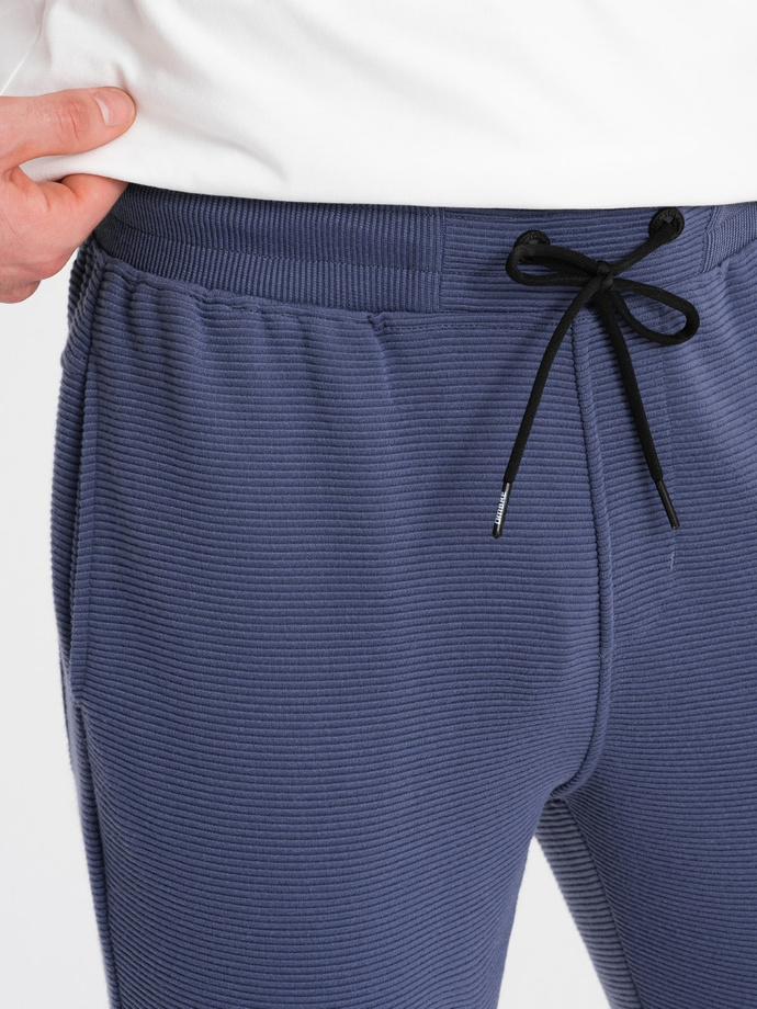 Men's ottoman fabric sweatpants - dark blue V2 OM-PASK-0129