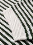 Men's knitted buttonless polo shirt with navy stripes - white and olive V3 OM-POSS-0161