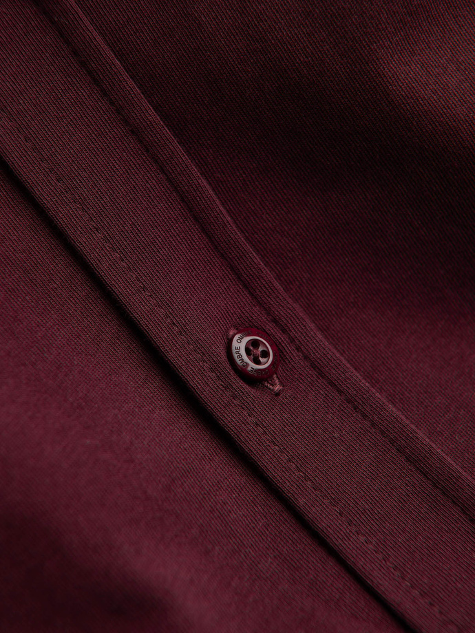 Bawełniana męska koszula REGULAR z dzianiny single jersey - bordowa V3 OM-SHCS-0138