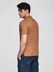 Men's BASIC single color pique knit polo shirt - brown V23 OM-POBS-0100