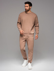 UNISEX tracksuit set in athleisure style with pants and sweatshirt - brown V16 Z109
