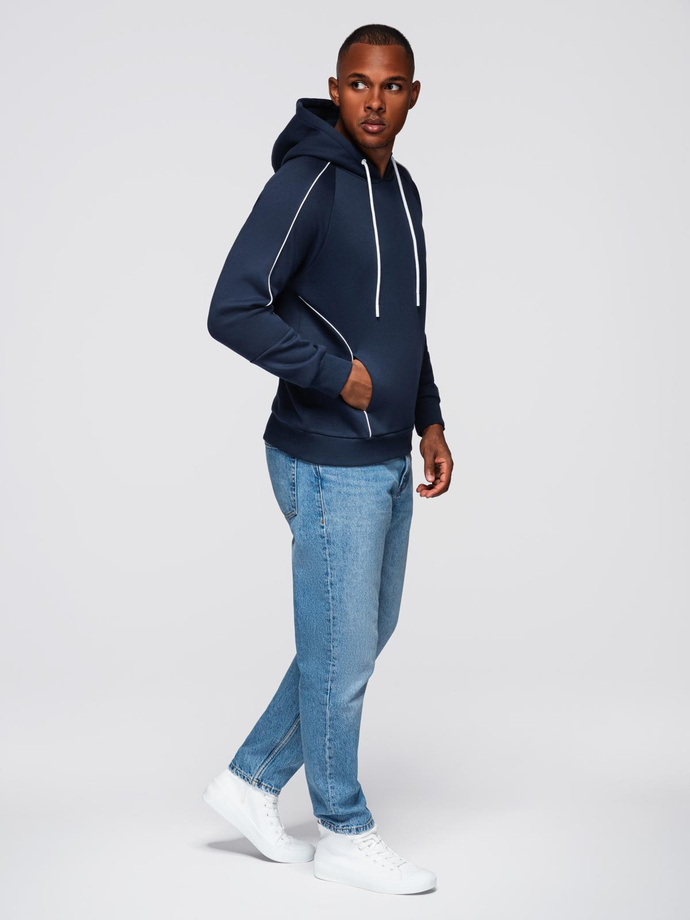 Unbuttoned men's sweatshirt with stand-up collar and hood - black V1 OM-SSZP-0216