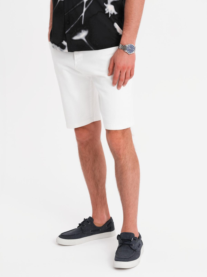 Men's denim shorts with a classic cut - white V1 OM-SRDS-0171