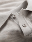 Men's cotton structured knit polo shirt - beige V6 OM-POSS-0117