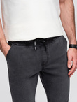 Men's JOGGERS denim pants with wash effect - grey V3 OM-PADJ-0267