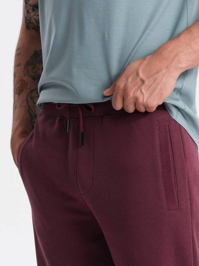 Men's pre-knee BASIC sweat shorts - maroon V3 OM-SRBS-0149