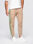 Men's sports jogger pants with stripes - brown V1 OM-PASK-0284