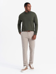 Men's knitted half turtleneck with viscose - dark olive V5 OM-SWTN-0125 
